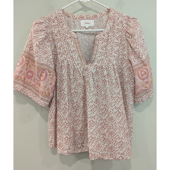 Xirena Micah 100% Cotton V-neck Top In Pink Fete Size Small - Picture 1 of 7